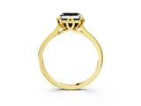 Yellow gold Fancy Black Asscher Cut Diamond Solitaire Ring with Flower Prong Setting and Classic Band_15