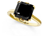 Yellow gold Fancy Black Asscher Cut Diamond Solitaire Ring with Flower Prong Setting and Classic Band_37
