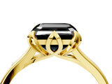Yellow gold Fancy Black Asscher Cut Diamond Solitaire Ring with Flower Prong Setting and Classic Band_40