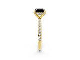 Yellow gold Fancy Black Asscher Cut Diamond Solitaire Ring with Four-Prong Setting and Pavé Band_5