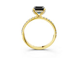 Yellow gold Fancy Black Asscher Cut Diamond Solitaire Ring with Four-Prong Setting and Pavé Band_6