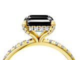 Yellow gold Fancy Black Asscher Cut Diamond Solitaire Ring with Four-Prong Setting and Pavé Band_7