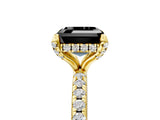 Yellow gold Fancy Black Asscher Cut Diamond Solitaire Ring with Four-Prong Setting and Pavé Band_8