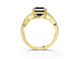 Yellow gold Fancy Black Asscher Cut Diamond Solitaire Ring with Four-Prong Setting and Twisted Pavé Band_3