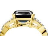 Yellow gold Fancy Black Asscher Cut Diamond Solitaire Ring with Four-Prong Setting and Twisted Pavé Band_4