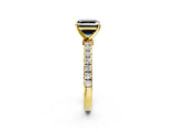 Yellow gold Fancy Black Asscher Cut Diamond Solitaire Ring with Pavé Accents and Four-Prong Setting_2