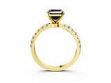 Yellow gold Fancy Black Asscher Cut Diamond Solitaire Ring with Pavé Accents and Four-Prong Setting_3
