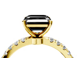 Yellow gold Fancy Black Asscher Cut Diamond Solitaire Ring with Pavé Accents and Four-Prong Setting_4