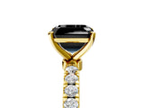 Yellow gold Fancy Black Asscher Cut Diamond Solitaire Ring with Pavé Accents and Four-Prong Setting_5