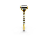 Yellow gold Fancy Black Asscher Cut Diamond Solitaire Ring with Pavé Band and Four-Prong Setting_14