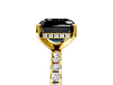 Yellow gold Fancy Black Asscher Cut Diamond Solitaire Ring with Pavé Band and Four-Prong Setting_17