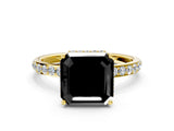 Yellow gold Fancy Black Asscher Cut Diamond Solitaire Ring with Pavé Band and Hidden Halo_12