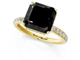 Yellow gold Fancy Black Asscher Cut Diamond Solitaire Ring with Pavé Band and Hidden Halo_13