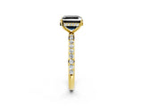 Yellow gold Fancy Black Asscher Cut Diamond Solitaire Ring with Pavé Band and Hidden Halo_14
