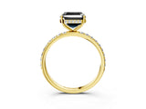 Yellow gold Fancy Black Asscher Cut Diamond Solitaire Ring with Pavé Band and Hidden Halo_15