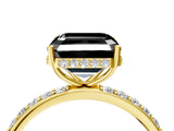 Yellow gold Fancy Black Asscher Cut Diamond Solitaire Ring with Pavé Band and Hidden Halo_16