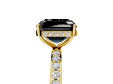 Yellow gold Fancy Black Asscher Cut Diamond Solitaire Ring with Pavé Band and Hidden Halo_17