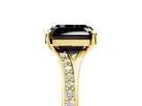 Yellow gold Fancy Black Asscher Cut Diamond Solitaire Ring with Pavé Band and Prong Setting_17