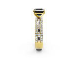 Yellow gold Fancy Black Asscher Cut Diamond Solitaire Ring with Pavé and Channel Set Band_2