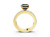 Yellow gold Fancy Black Asscher Cut Diamond Solitaire Ring with Pavé and Channel Set Band_3