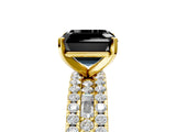 Yellow gold Fancy Black Asscher Cut Diamond Solitaire Ring with Pavé and Channel Set Band_5