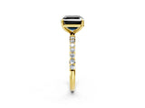 Yellow gold Fancy Black Asscher Cut Diamond Solitaire Ring with Pave Band and Four Prong Setting_14