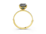 Yellow gold Fancy Black Asscher Cut Diamond Solitaire Ring with Pave Band and Four Prong Setting_15
