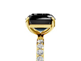 Yellow gold Fancy Black Asscher Cut Diamond Solitaire Ring with Pave Band and Four Prong Setting_17