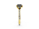 Yellow gold Fancy Black Asscher Cut Diamond Solitaire Ring with Round  Pavé Band and Four-Prong Setting_38