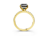 Yellow gold Fancy Black Asscher Cut Diamond Solitaire Ring with Round  Pavé Band and Four-Prong Setting_39