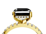 Yellow gold Fancy Black Asscher Cut Diamond Solitaire Ring with Round  Pavé Band and Four-Prong Setting_40