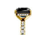 Yellow gold Fancy Black Asscher Cut Diamond Solitaire Ring with Round  Pavé Band and Four-Prong Setting_41