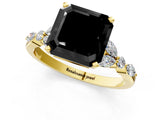 Yellow gold Fancy Black Asscher Cut Diamond Solitaire Ring with Side Stones and Four-Prong Setting_13