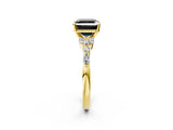 Yellow gold Fancy Black Asscher Cut Diamond Solitaire Ring with Side Stones and Four-Prong Setting_14
