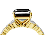 Yellow gold Fancy Black Asscher Cut Diamond Solitaire Ring with Side Stones and Four-Prong Setting_16