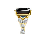 Yellow gold Fancy Black Asscher Cut Diamond Solitaire Ring with Side Stones and Four-Prong Setting_17