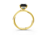Yellow gold Fancy Black Asscher Cut Diamond Solitaire Ring with Thin Band and Four-Prong Setting_3