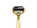 Yellow gold Fancy Black Asscher Cut Diamond Solitaire Ring with Thin Band and Four-Prong Setting_5