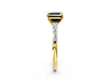 Yellow gold Fancy Black Asscher Cut Diamond Solitaire with Side Baguettes and Channel Set Band_2