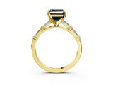 Yellow gold Fancy Black Asscher Cut Diamond Solitaire with Side Baguettes and Channel Set Band_3