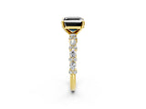 Yellow gold Fancy Black Asscher Cut Diamond Solitaire with Side Stones, Pave Band, Four-Prong Setting_38
