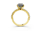 Yellow gold Fancy Black Asscher Cut Diamond Solitaire with Side Stones, Pave Band, Four-Prong Setting_39