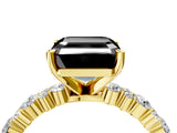 Yellow gold Fancy Black Asscher Cut Diamond Solitaire with Side Stones, Pave Band, Four-Prong Setting_40
