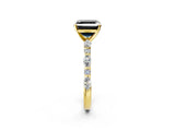 Yellow gold Fancy Black Asscher Cut Diamond Solitaire with Side Stones on a Pavé Band and Four-Prong Setting_2