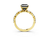 Yellow gold Fancy Black Asscher Cut Diamond Solitaire with Side Stones on a Pavé Band and Four-Prong Setting_3