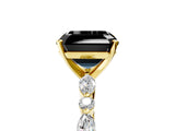 Yellow gold Fancy Black Asscher Cut Diamond Solitaire with Side Stones on a Pavé Band and Four-Prong Setting_5