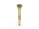Yellow gold Fancy Black Asscher Cut Diamond Split Shank Engagement Ring with Pavé Band_2