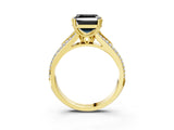 Yellow gold Fancy Black Asscher Cut Diamond Split Shank Engagement Ring with Pavé Band_3