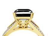 Yellow gold Fancy Black Asscher Cut Diamond Split Shank Engagement Ring with Pavé Band_4
