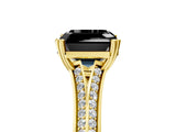 Yellow gold Fancy Black Asscher Cut Diamond Split Shank Engagement Ring with Pavé Band_5